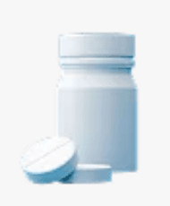 Traditional supplement bottle and tablets